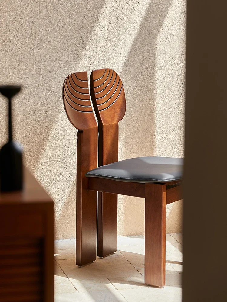 Резная спинка художественный стул винтажный архитектурный обеденный из массива