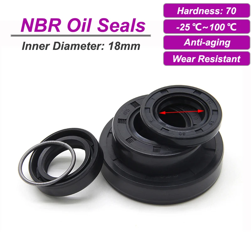 Черные масляные уплотнения с каркасом NBR ID18 мм TC-18*24/25/26/28/30/32/35/40/42/45/47*5/6/7/8/10 2/5 шт