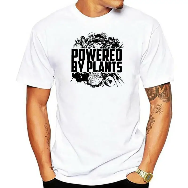

Powered By Plants T Shirt Vegan Vegetarian Vegetables Earth Love Yoga Namaste Male Female Tee Tshirt