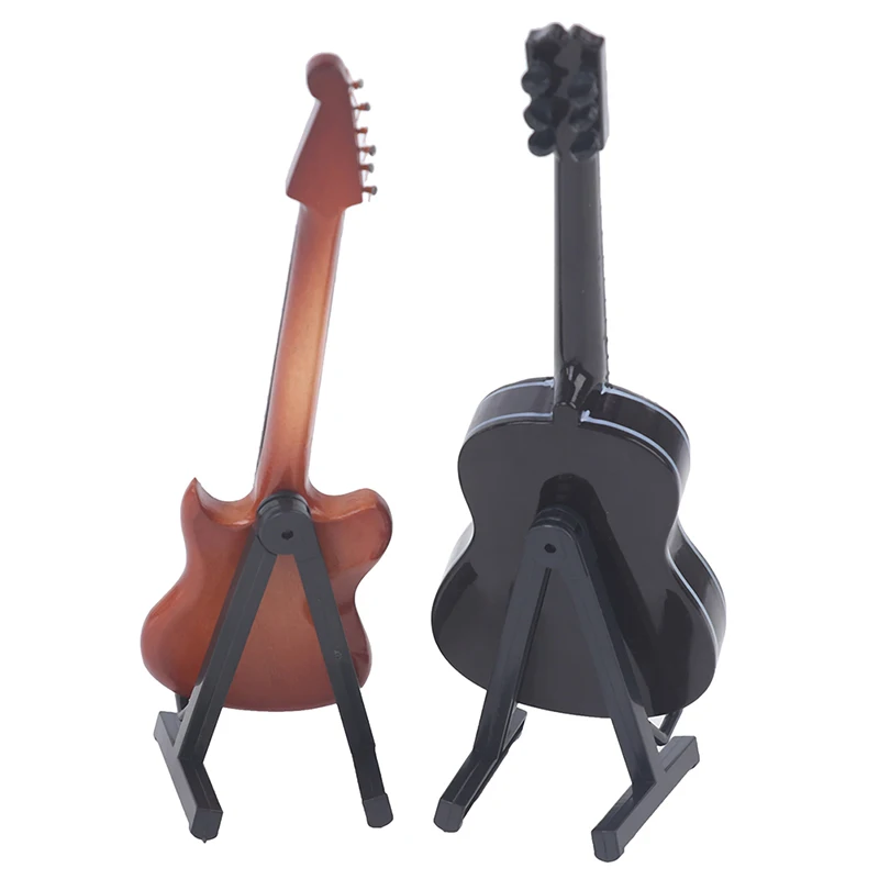 

1/6 Dollhouse Miniature Wooden Electric Guitar With Stand Model Instrument Toy 2022 Most Popular Lowest Price New Year Gifts