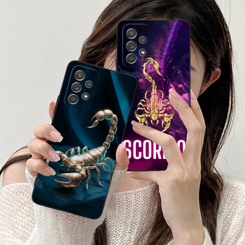 Colored Golden Scorpio Mobile Cell Phone Case for Samsung Galaxy A73 72 71 70 55 54 53 52 35 34 32 23 14 13 5G Black Cover Shell