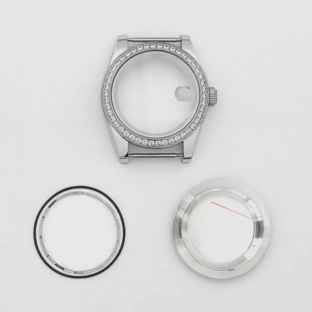 Modified Watch Accessories 39mm Watch Case   Fine Steel Belt Brick Case Sapphire Glass Can Hold NH35/36 Movement