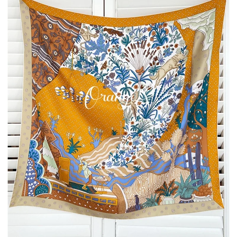 

Large Square 100% Silk Scarf Wraps 35"x35" Women Spring Fashion Silk Scarves Shawl Cape Charming Clothing Accessories