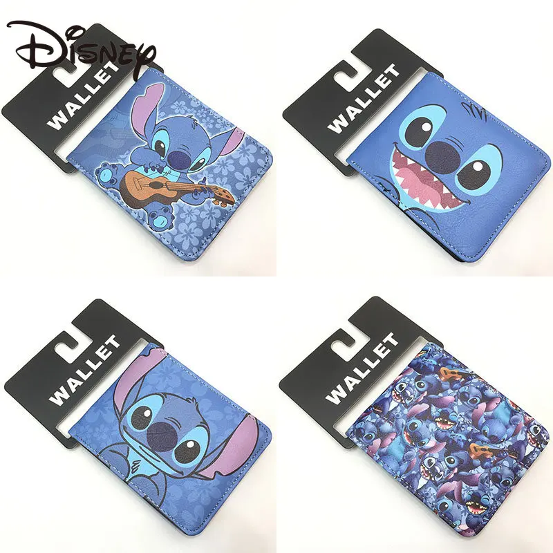 Disney Stitch Blue Long Ears Pu Coin Purse Starbaby Shi Dizai Short Folding Wallet Wallet Dropshipping
