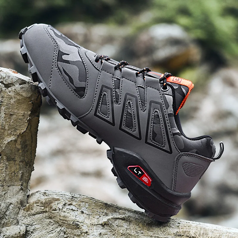 JIEMIAO Hiking Shoes Men Summer Sports Lightweight Breathable Hiking Fishing Shoes Woodland Work Boots Outdoor Trekking Shoes