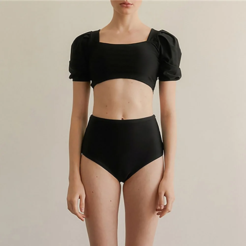 

Сплошной цвет с пышными рукавами раздельный купальник сексуальные платья для женщин Maillots De Bain танкини элегантные модные части для минимализма