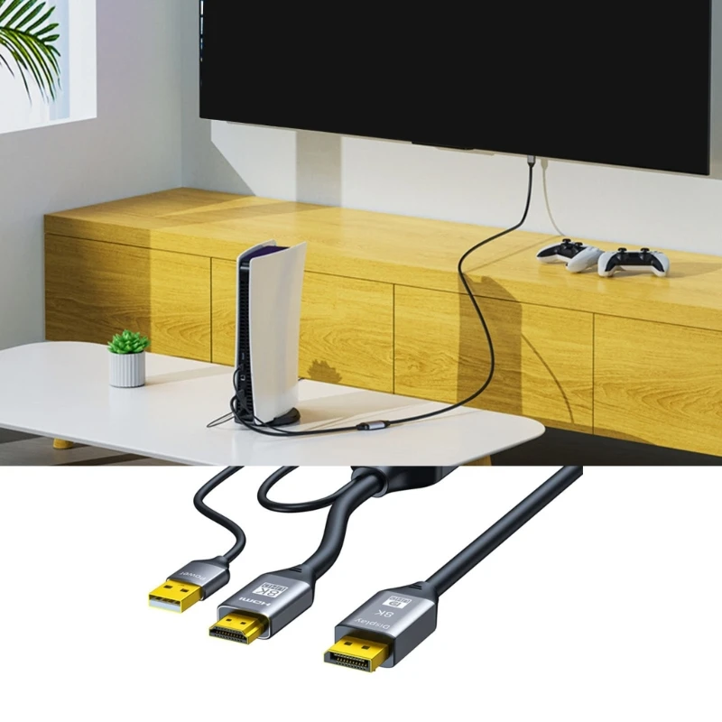 

Кабель-адаптер 2,1 в DP1.4 с питанием от USB для видеоконвертера монитора