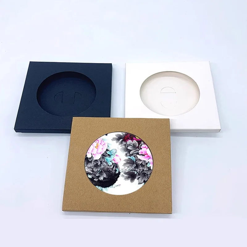 

50pcs Coaster Gift Box Kraft Paper Square DIY Empty Packing Boxes for Mug Cup Pad Mat Birthday Wedding Party Supplies