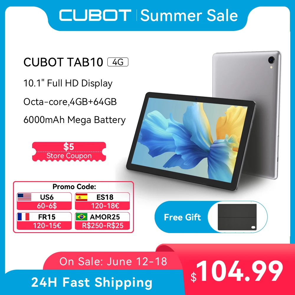 Cubot TAB 10 Tablet Android 11 Octa-core 10.1'' FHD+ Display 6000mAh 4GB+64GB 4G Network 13MP Rear Camera Tablet PC Android Pad