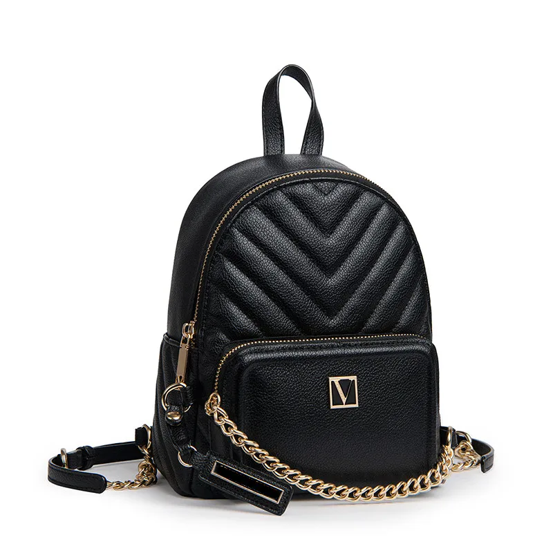 

2023 Women Girls Travel School Shoulder Bag PU Leather Rucksack European and Style Leisure Double Back Tide V-word