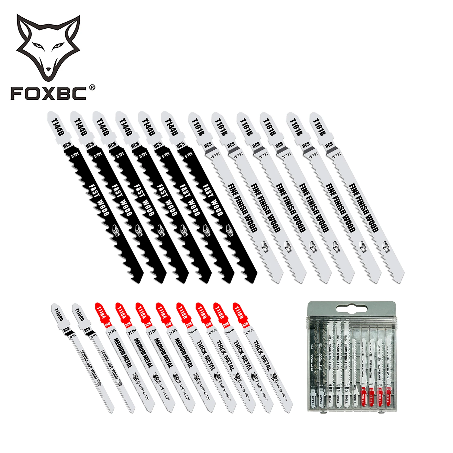 FOXBC T Shank Jigsaw Blades Set  fits Dewalt, Bosch, Makita,