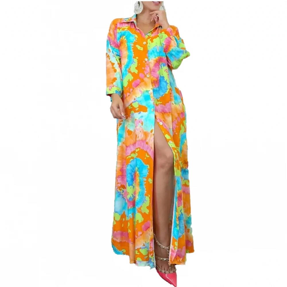 

Boubou Africain Femme African Print Dashiki Clothes Women Single Breasted Dress Long Sleeve Ankara Dresses Party Dress 2022