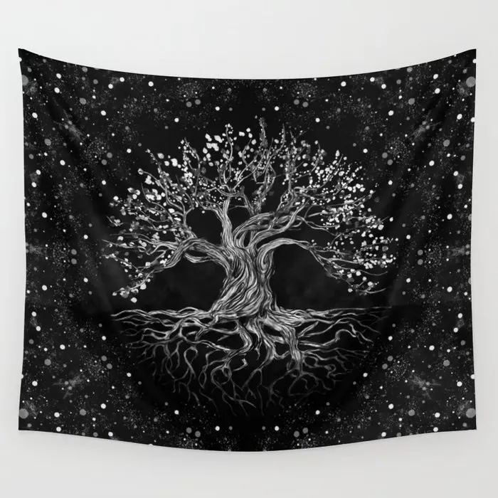

Tree Of Life Drawing Black And White Tapestry Background Wall Covering Home Decoration Blanket Bedroom Wall Hanging Tapestries
