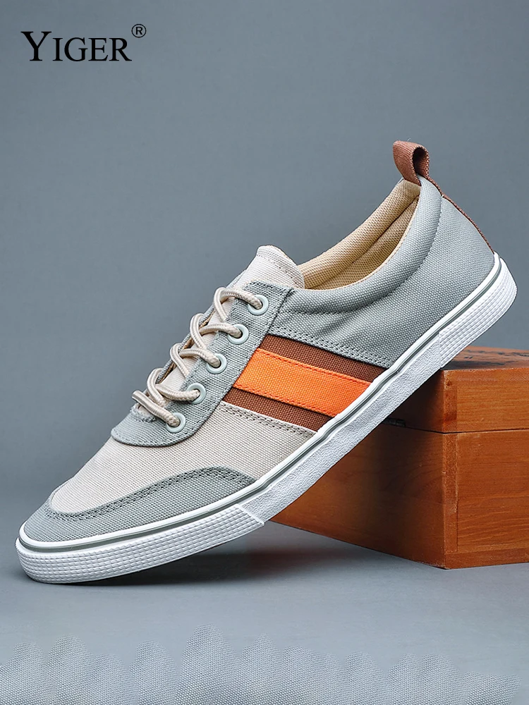 

YIGER Men's Canvas Shoes Casual Lace-up Shoes Man Vulcanized Shoes Leisure Sport Trend Comforable Breathable Soft Light 2022new