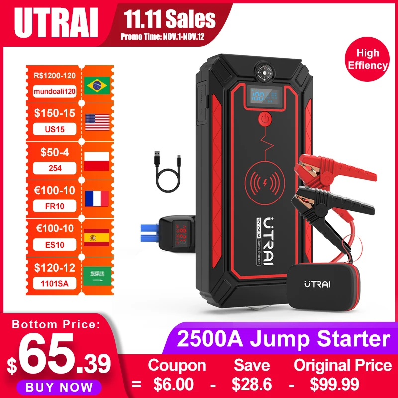 Скидка Пусковое устройство для автомобиля, 2500 а, усилитель аккумулятора Jstar 4, пусковое устройство, беспроводное портативное зарядное устройство д...