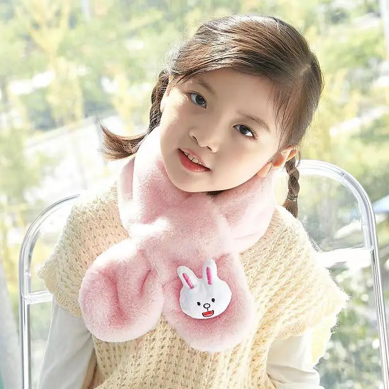 Baby Scarf Autumn Winter Cute Bear Children Knitting Newborn Bib Wool Knitting Versatile Kids Warm Boy Girl Toddler  Neckerchief