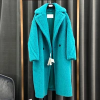 2021 winter new ladies teddy bear fur outerwear camel wool loose winter warm thick length cashmere high end overcoat for women