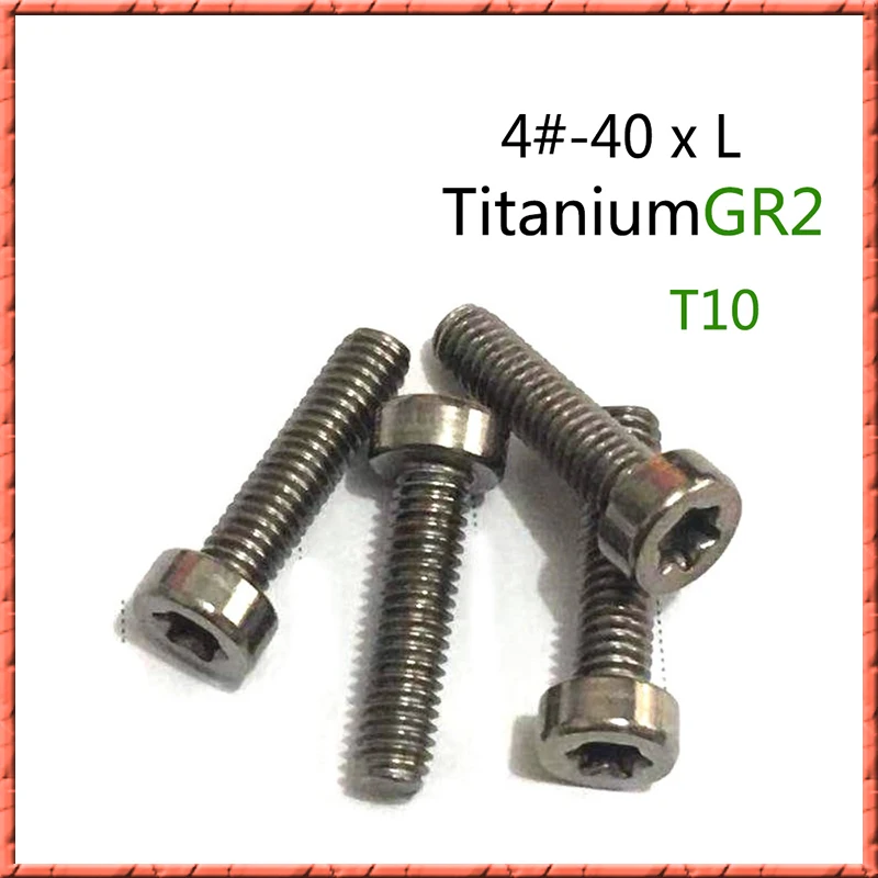 

50pcs/lot 4#-40xL titanium GR2 American pure T10 screws Cylindrical head plum groove screw ISO14580 Ti Torx grooved screw