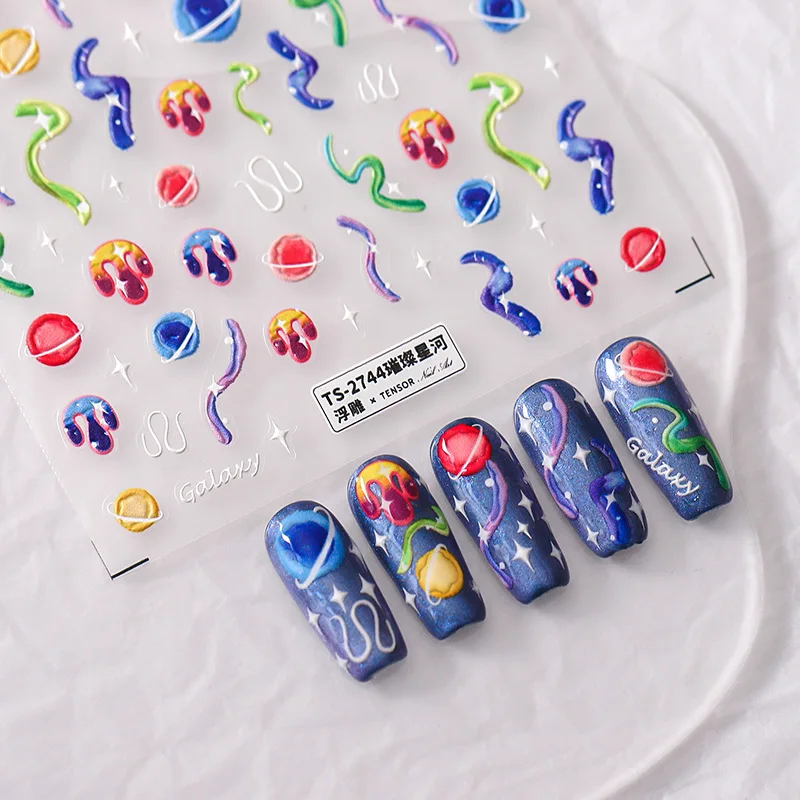 

Acrylic Engraved Nail Sticker Shiny Colorful Geometry Image Self-Adhesive Nail Transfer Sliders Wraps Manicures Foils Z0694
