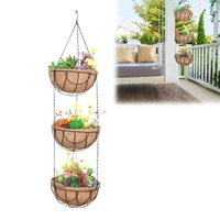 metal wire hang baskets metal plant wire with three coco coir liner layers garden watering baskets for patio garden outdoor