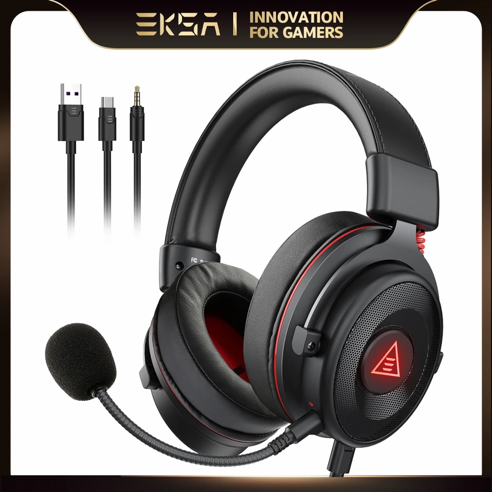 EKSA 3in1 Gaming Headset Gamer Wired Headphones for PC/Xbox/