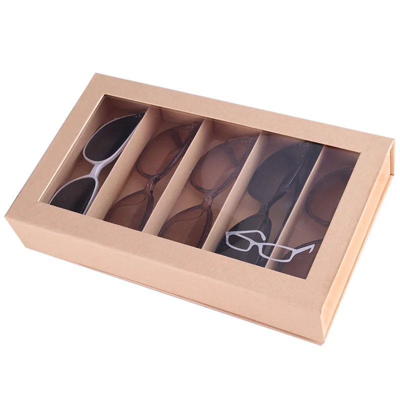 Paper 5 Grids Glasses Storage Display Box Display Tray Portable Sunglasses Storage Sales Gift Box Storage Organizer New 2023