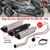 slip on for sym maxsym tl500 tl 500 motorcycle exhaust escape modify full system muffler with catalyst front link pipe db killer
