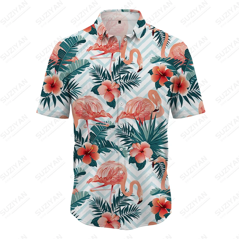 

Летняя Высококачественная рубашка, мужская Свободная Повседневная рубашка, стильная рубашка для отпуска с принтом, рубашка с короткими рукавами, рубашка большого размера с лацканами