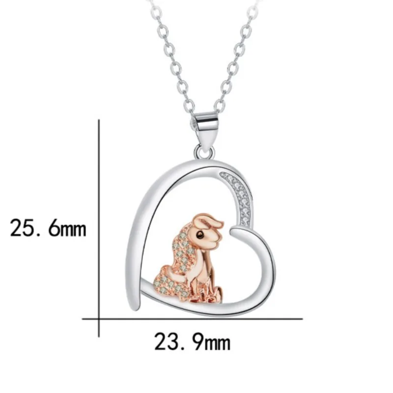 Модное ожерелье с подвеской в виде единорога сердце фианитом ожерелья для женщин