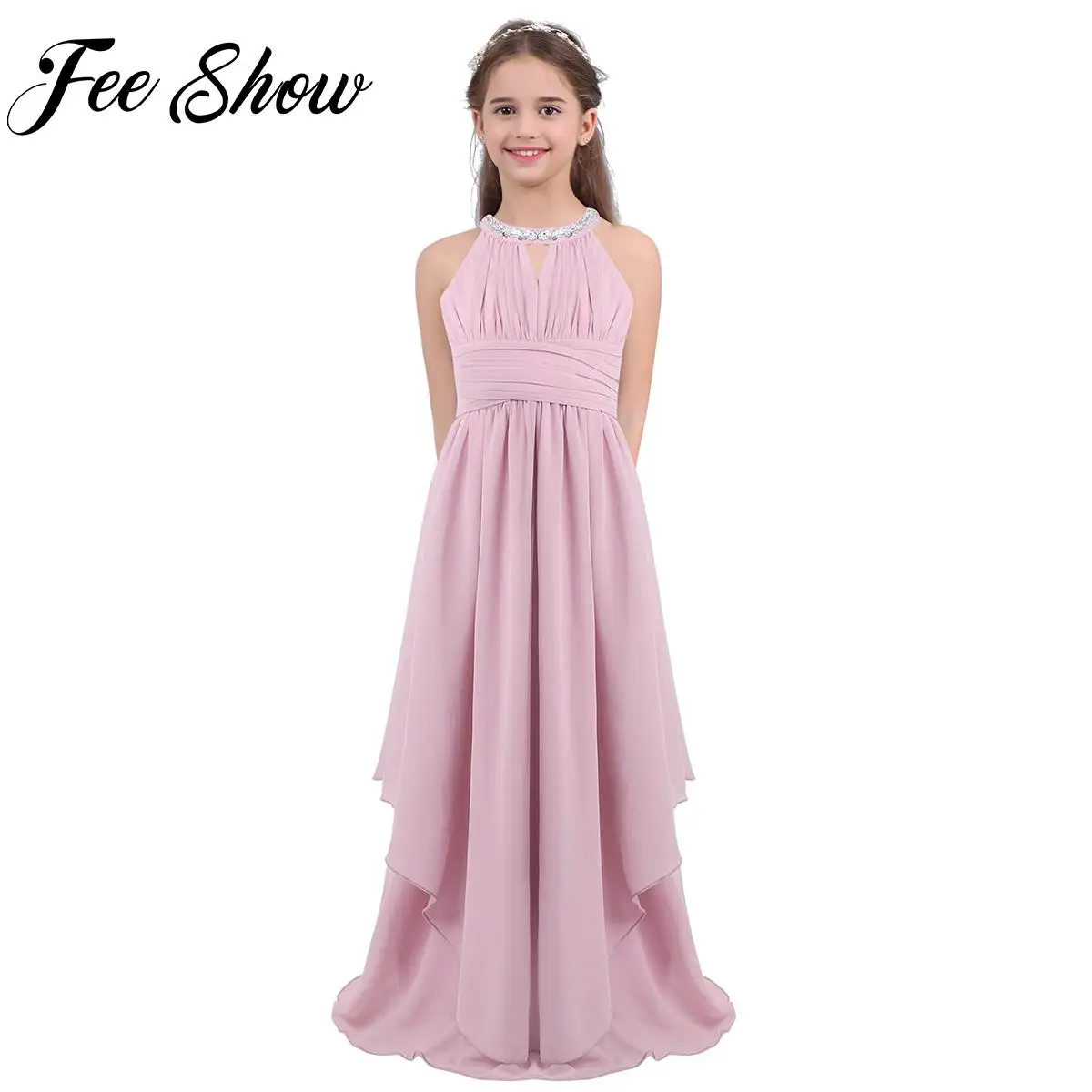 

Платье для девочек-подростков, детская одежда, Элегантное Длинное фатиновое платье принцессы для маленьких девочек, детские кружевные плат...