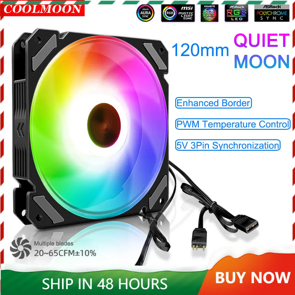 

Кулер охлаждающий Coolmoon, 12 В, 4 контакта, 120 мм, 5 В, 3 контакта