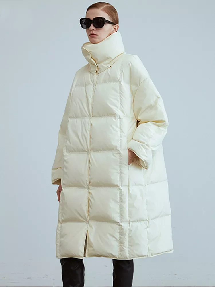 2022NEW Long Puffer Jacket Women 2022 Winter Fluffy 90% White Duck Down Coat Turn-Down Collar Female Feather Clothing Waterproof