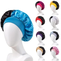 1pc high quality silky satin bonnet elegant retro african headwrap hat colorful elastic patchwork cap bathing headwear for girls