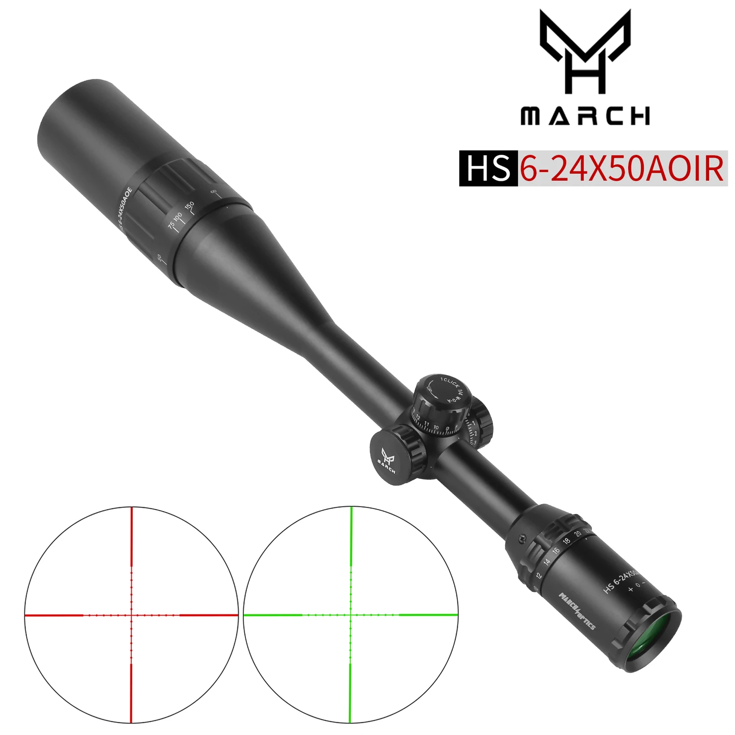 

March Optics HS 6-24x50 AOIR Long Range Rifle Scopes Tactical Riflescope Spotting for Hunting Collimator PCP Airsoft Sight