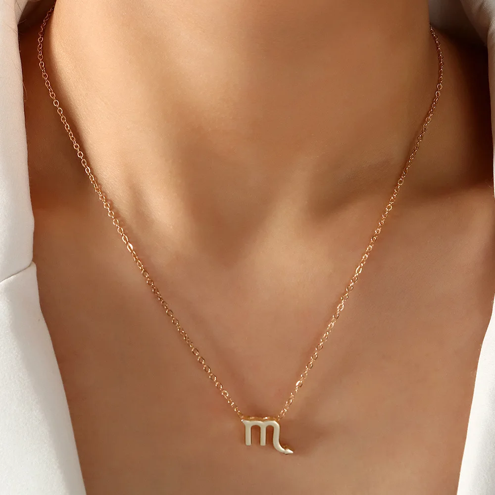 

Fashion 12 Constellations Womens Zodiac Shape Alloy Pendant Necklaces Jewelry For Party