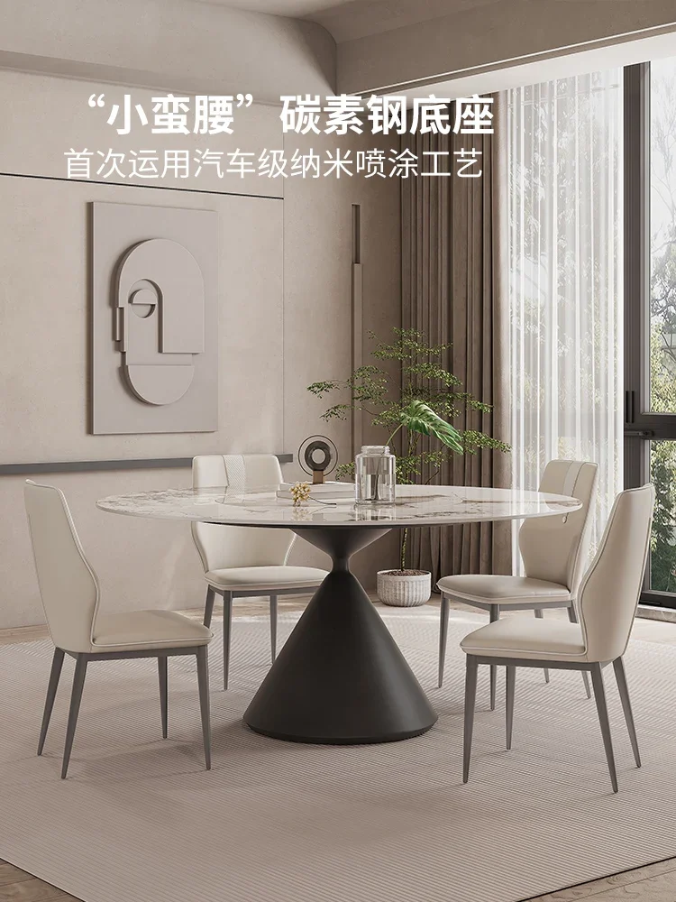 Стол из каменной плиты: небольшой семейный стол со встроенным поворотным столом