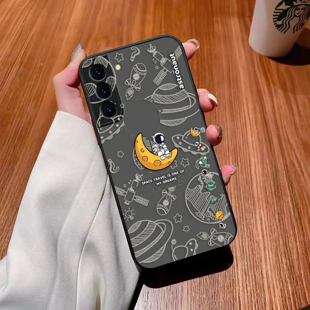 Matte Phone Case for Samsung Galaxy S23 S22 S21 S20 S10 4G S9 S8 Plus ULTRA 5G LITE Case Funda Capa Cartoon Cute Astronaut Space