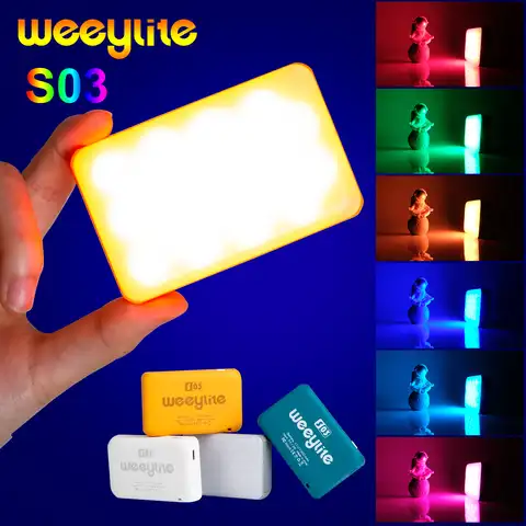 Weeylite S03 Светодиодная лампа для видеосъемки, Цветной RGB заполнясветильник свет, портативная карманная мини-камера для фотосъемки, управление...