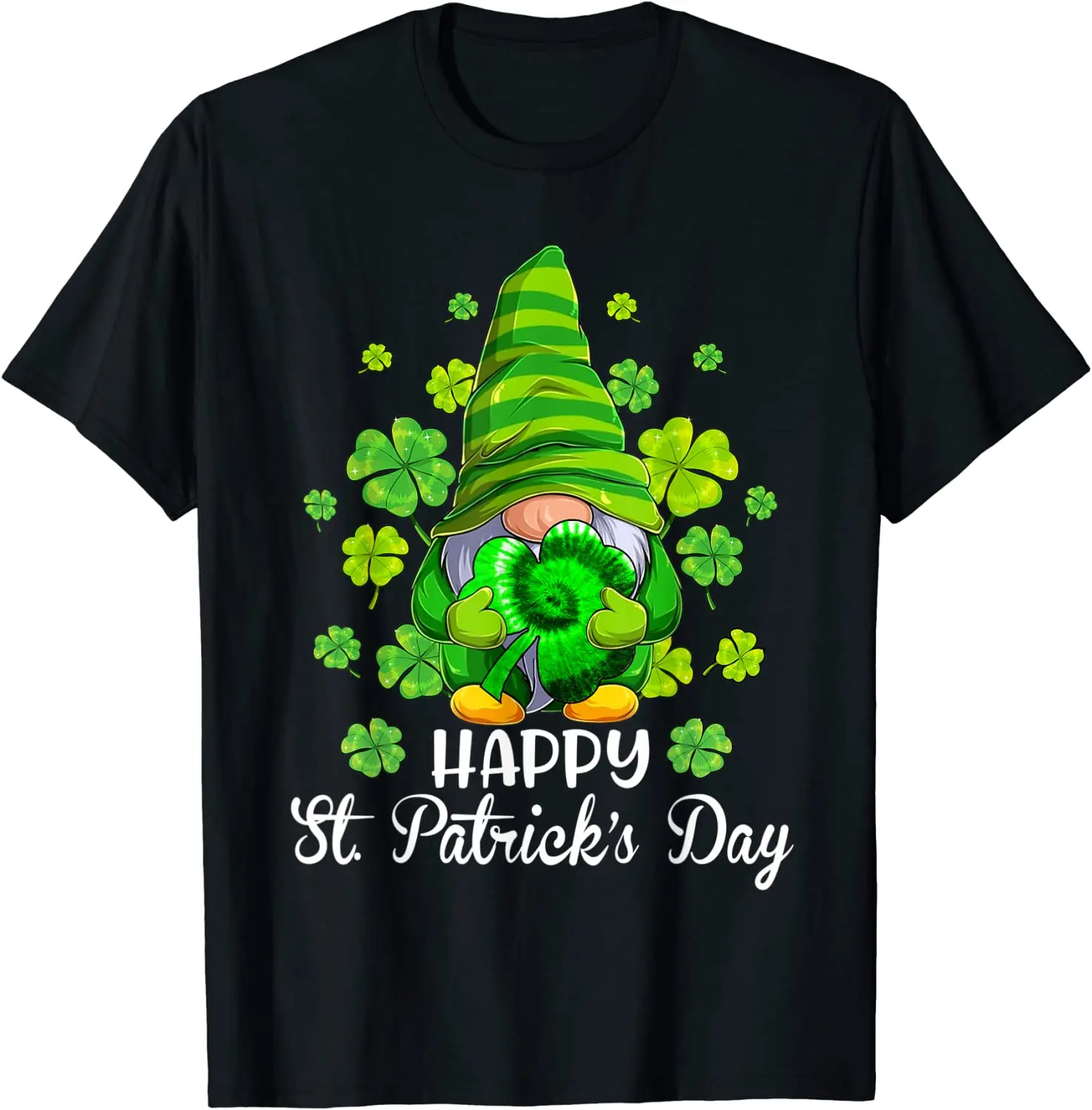 

Happy St. Patrick's Day Gnome Tie Dye Shamrock T-Shirt