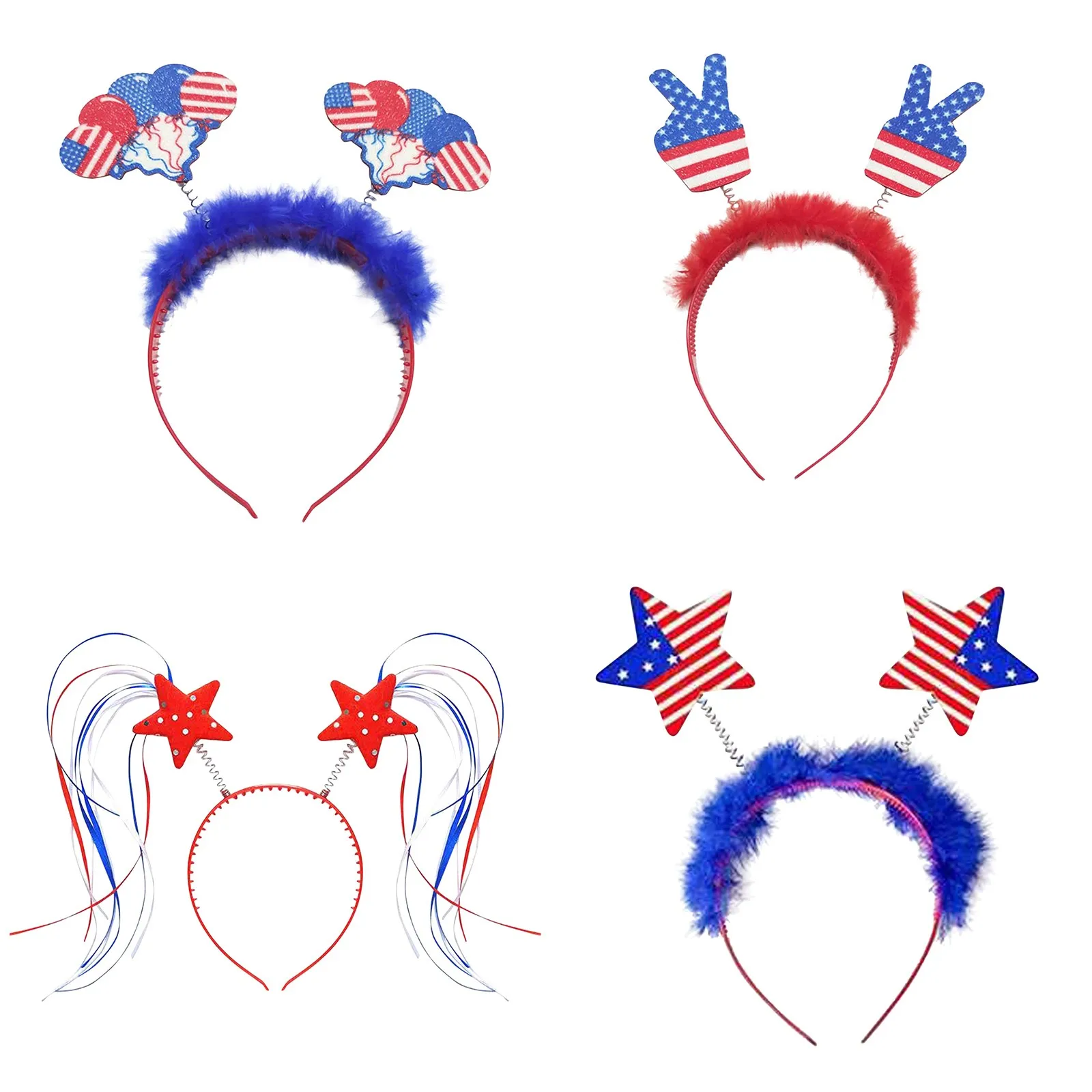 

Patriotic American Flag Headband Boppers Hair Accessories Holiday Theme Party Celebration Independent Event Party