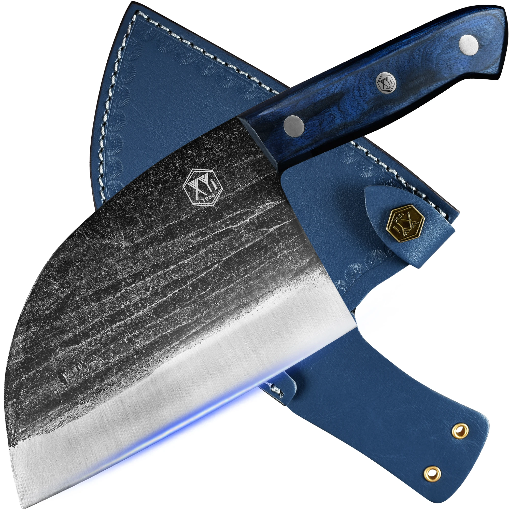 

Forged Butcher Knife with Sheath High Carbon Steel Washing Stone Wide Blade Cleaver Chopping Knife Kitchen Cutlery 6 Inch Knife