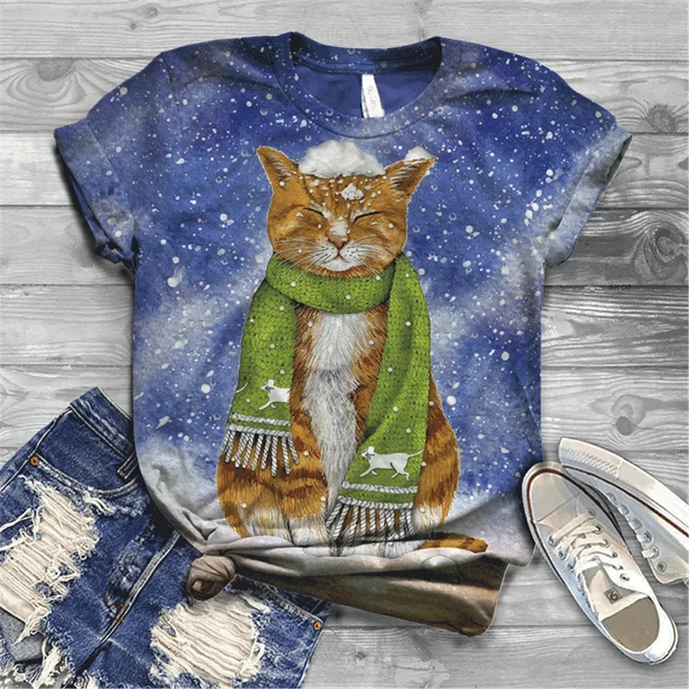 

Women's T-shirt Cartoon Animation Dog Print Short Sleeve Round Neck New Summer Top Loose Everyday Female Pullover Pullover