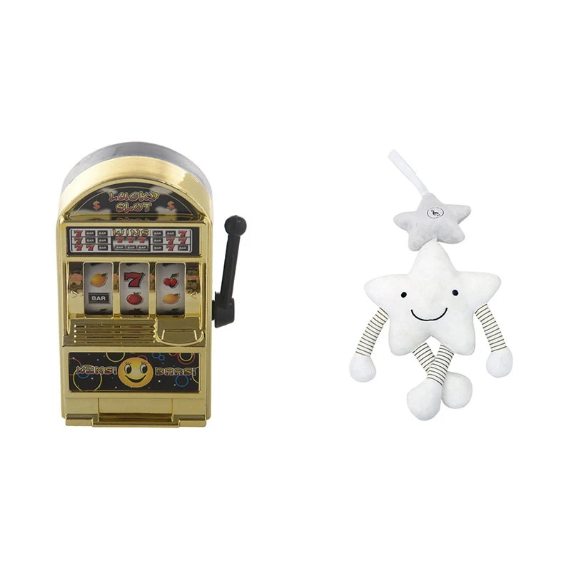 

NEW-Mini Casino Jackpot Fruit Slot Machine Money Box Game Toy & Baby Toys For Stroller Music Star Jingles When Shook Crib