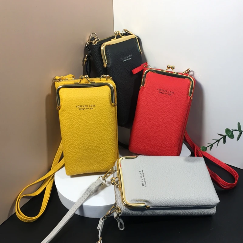 Large capacity multi-card with zipper crossbody phone bag, removable shoulder strap lightweight card bag, small portable mobile