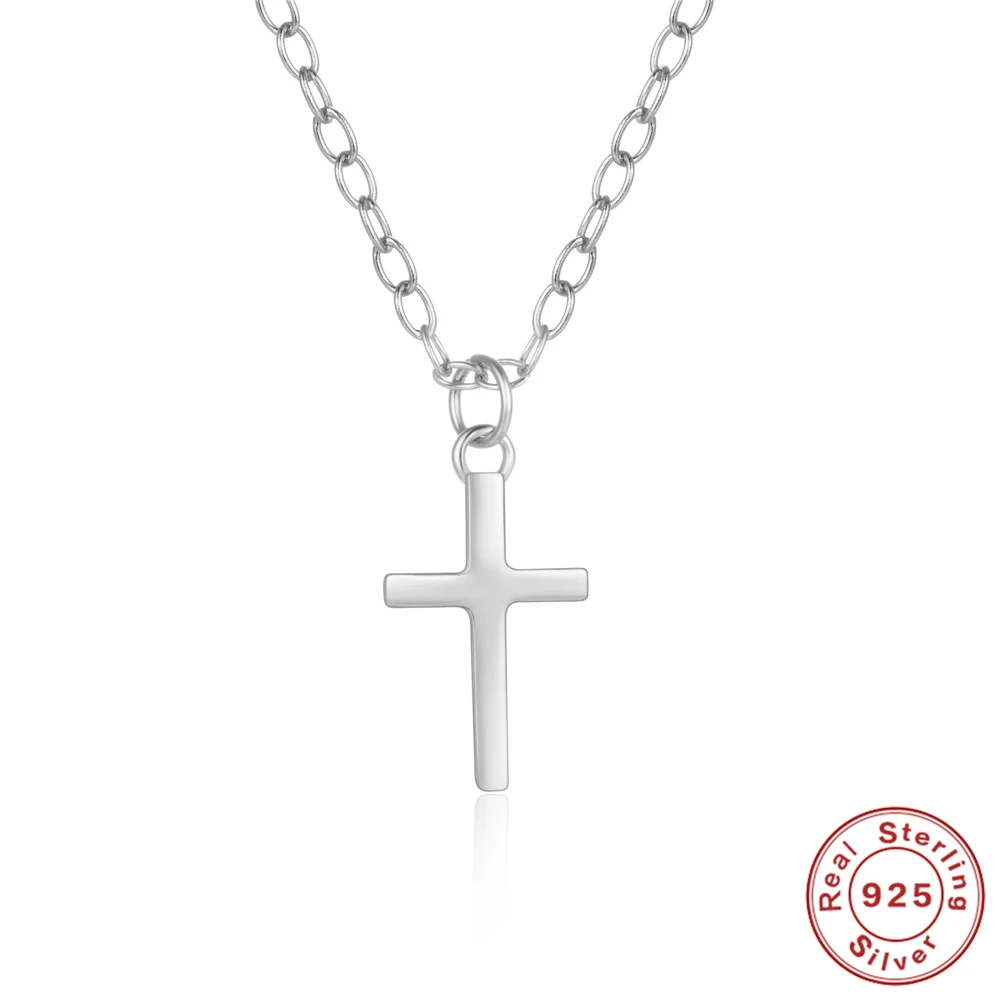 Ожерелье из серебра 925 пробы с подвеской-крестом для мужчин и женщин