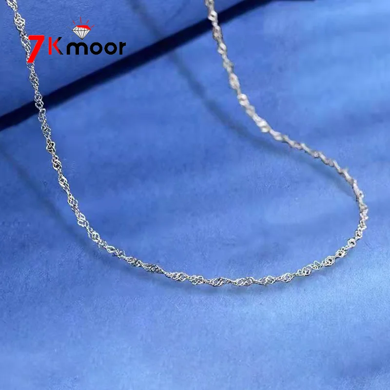 Цепочка-ожерелье Chian LZ1 женская, ширина 1 мм, настоящий серебристый цвет, водная волна, 40 см/45 см Цепочка-ожерелье Chian LZ1 женская, ширина 1 мм, настоящий серебристый цвет, водная волна, 40 см/45 см