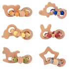 Деревянный Прорезыватель для зубов, детский браслет в форме животного, ювелирное изделие для прорезывания зубов органический деревянный силиконовых бусин, детская коляска-погремушка, аксессуары, игрушка