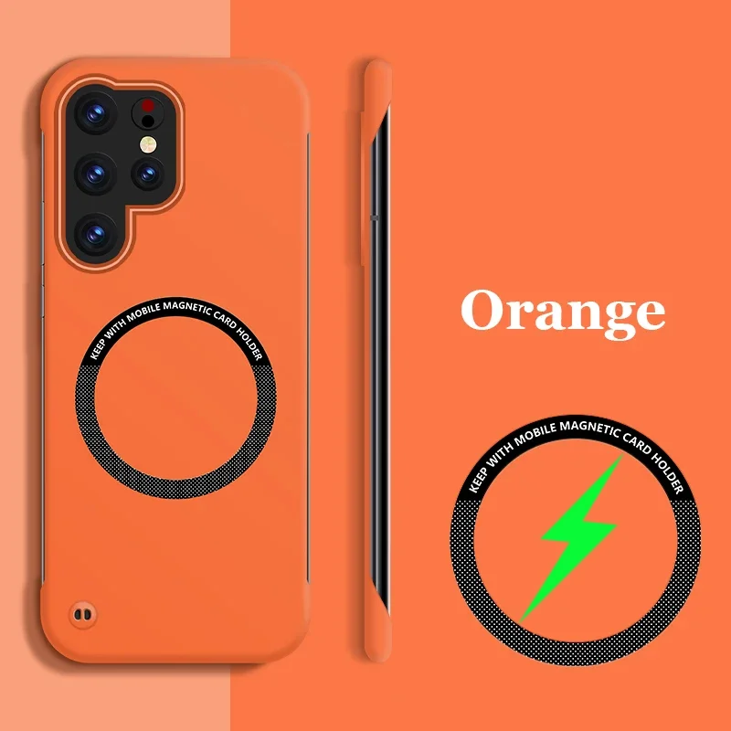 Ультратонкий безрамочный Магнитный чехол для Samsung S24 Ultra S23 Plus S22 S21 FE S20 S9