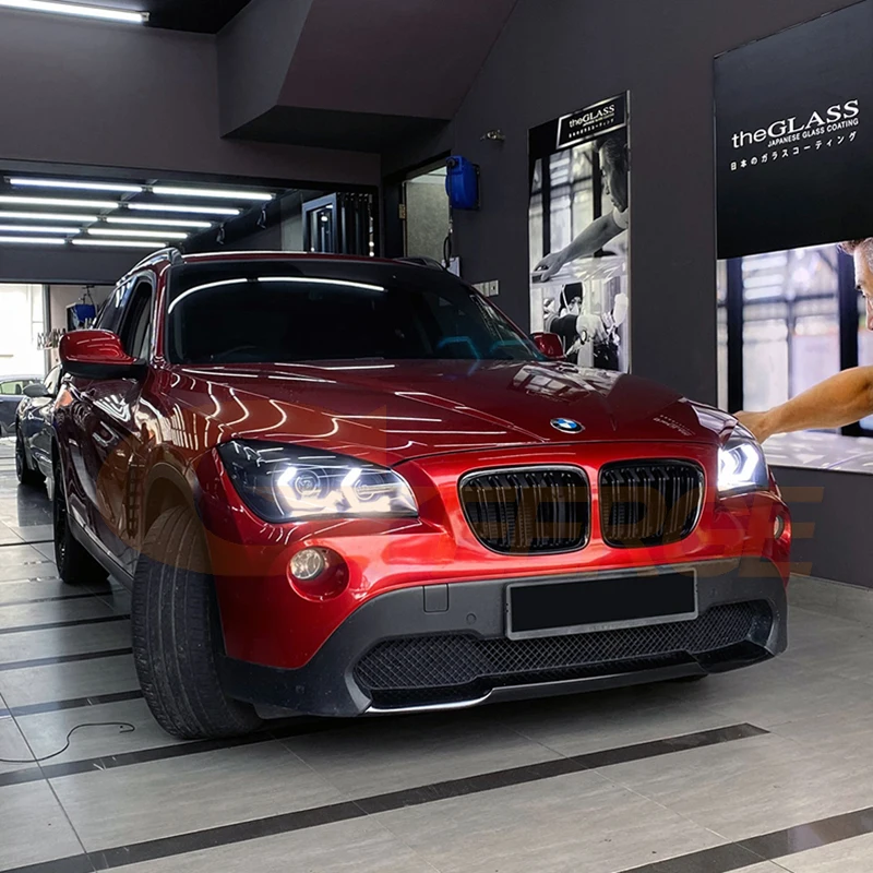 Фото Для BMW X1 E84 2009-2015 Ксеноновая фара Супер яркая 3D шестигранная M4 Знаковый стиль Кристалл Led Angel Eyes Halo Кольца Дневной свет №5