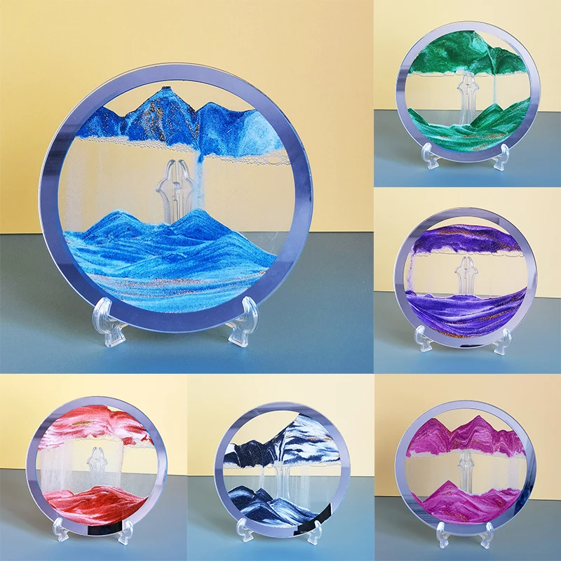 

3D движущийся песок, искусство, круглые стеклянные песочные часы, картина, песочные часы, текущий песок, украшение для стола, домашний декор, подарки